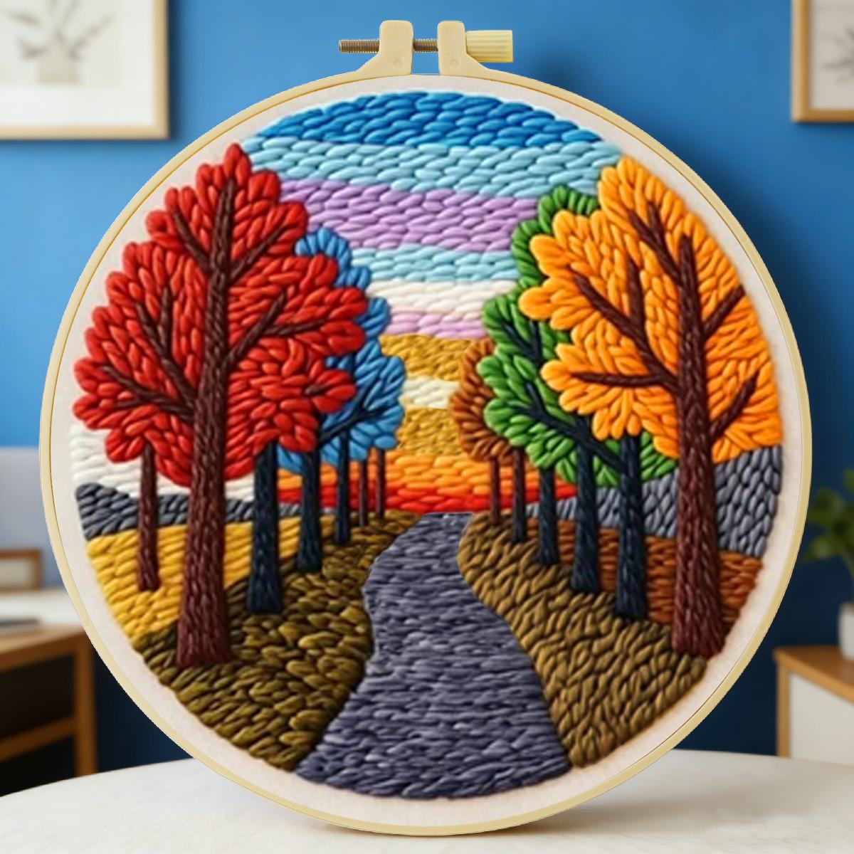 Textile Sewing Kit - طقم تطريز بالإبرة المثقوبة بتصميم المناظر