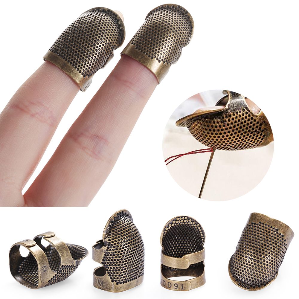 Sewing Thimble Metal - إكسسوارات الخياطة: إبرة يدوية ذهبية عتيقة،