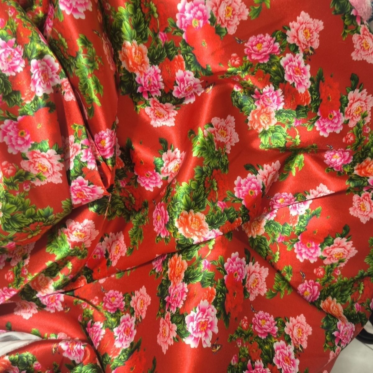 Sewing By - الأزهار طباعة خلات نسيج الساتان حريري